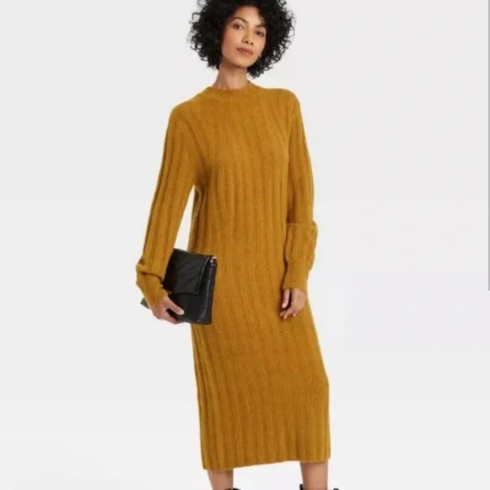 SOLD Mustard Ribbed Knit Dress